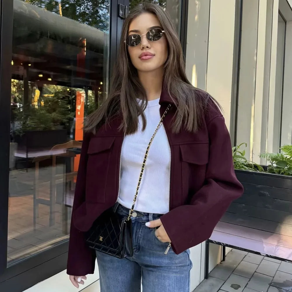 Colorblock Threaded Baseball Jacket
