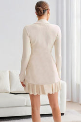Pearl Button Ruffled Collar Knit Sweater Dress 9