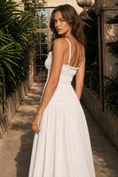 Solid Cotton Ruched Long Sleeveless Slip Dress