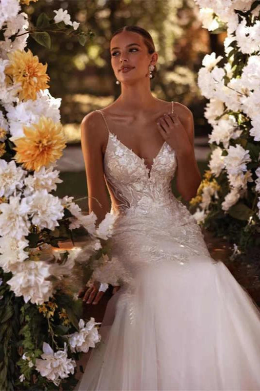 Lace Spaghetti Strap Mermaid Wedding Dress