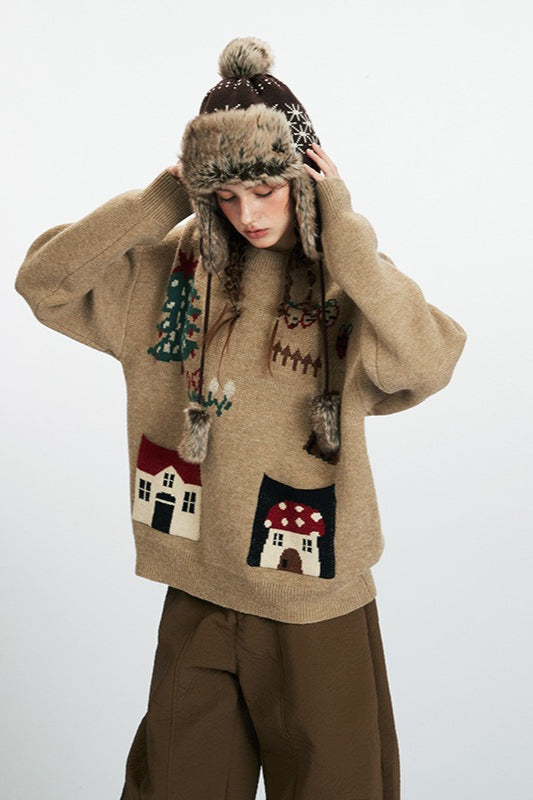 Casual Printed Slouchy Knit Top