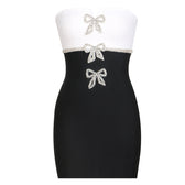 Strapless Rhinestone Bow Bodycon Mini Dress 5