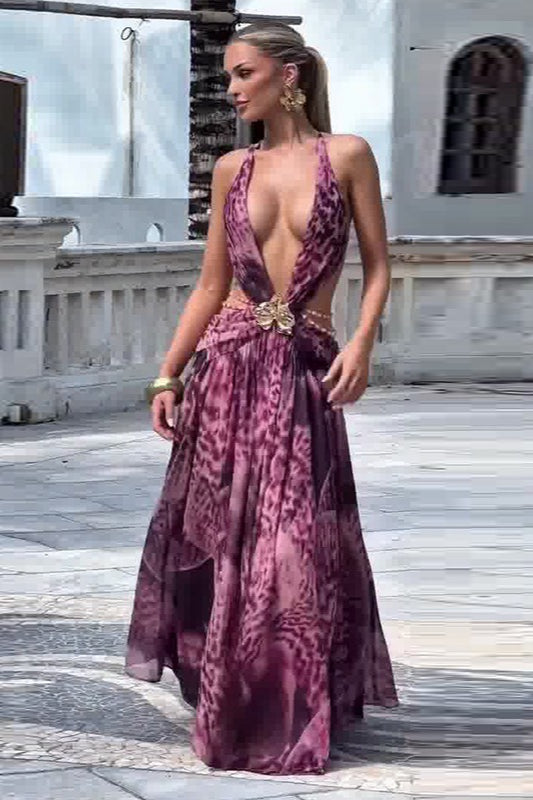 Halter Backless Split Sexy Maxi Boho Dress