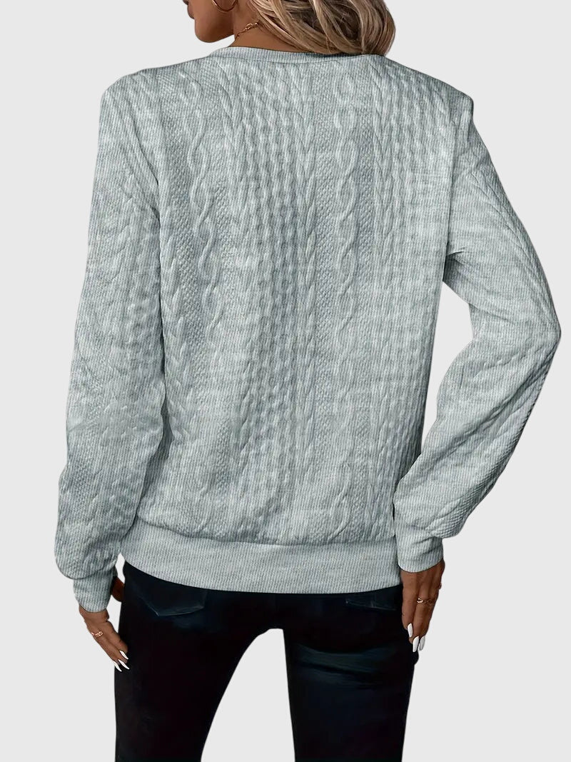 Quarter Zip Cable Knit Long Sleeve Sweatshirt
