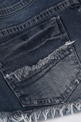 Cuffed Low Rise Destroyed Denim Shorts