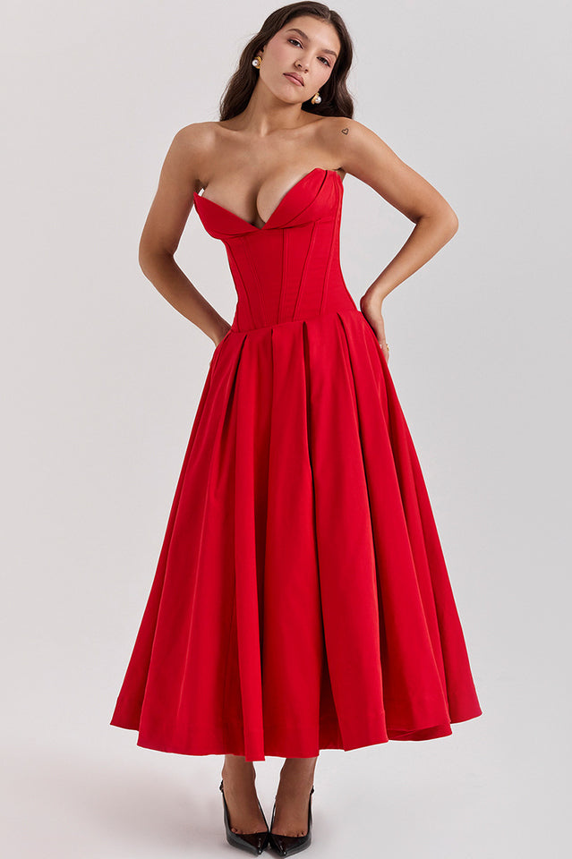 Black Lady Strapless Midi Dress