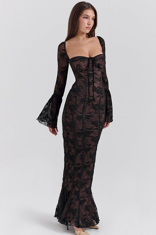 Satin Deep V-Neck Backless High Split Maxi Dress - View 10