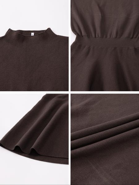 High Neck Long Sleeve Ribbed Knit Mini Dress 20