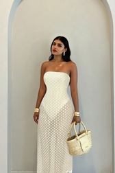 Solid Tube Cutout Tassel Maxi Slim Bodycon Dress