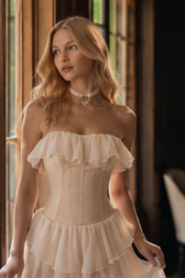Tiered Chiffon Corset Mermaid Hem Prom Dress