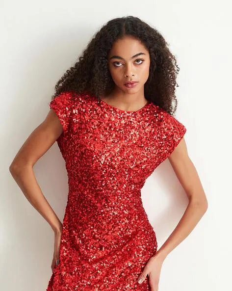 Sequin Crew Neck Cap Sleeve Bodycon Mini Dress 19