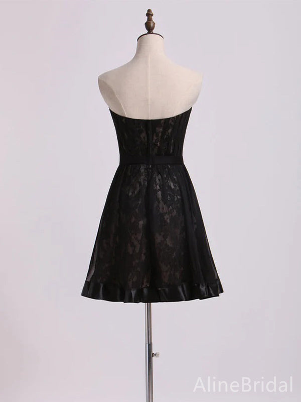 Lace Sweetheart Strapless Pleated Bodice A-Line Mini Homecoming Dress 2