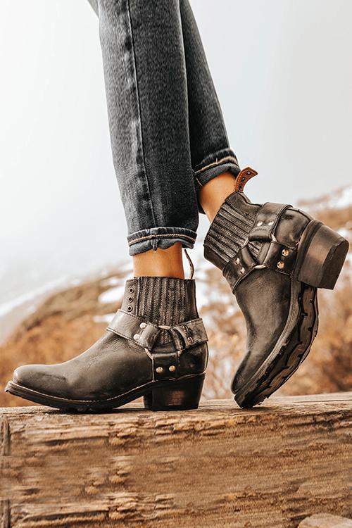 Low Heel Slip On Ankle Boots