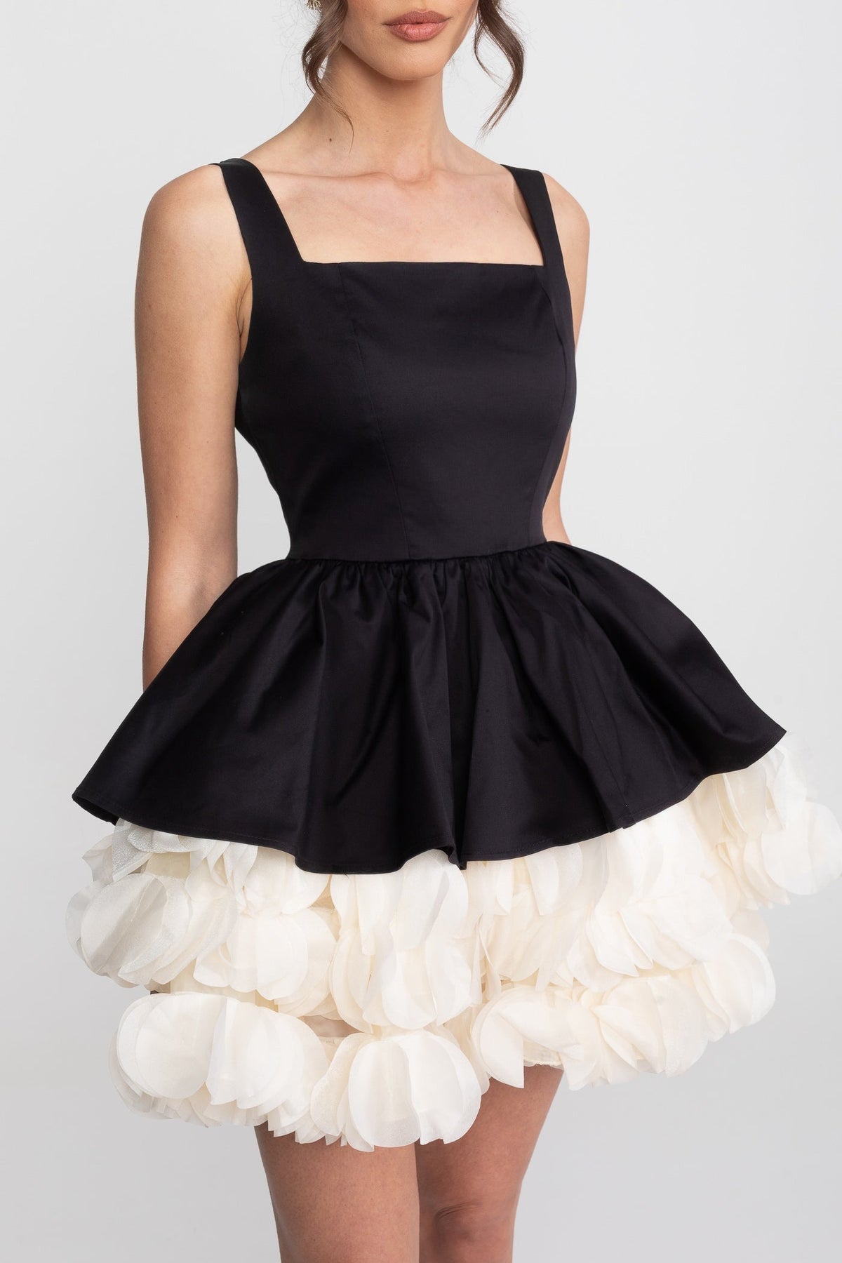 Square Neck Sleeveless Peplum Tiered Ruffle Skirt Mini Dress 4