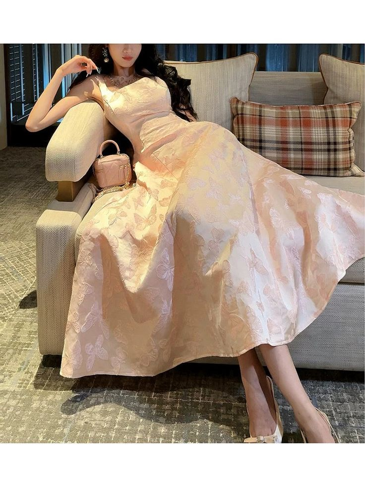 Chic Spaghetti Straps Pink Satin Print Prom Dress Evening Party Dress cc1885