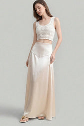 Solid Color Flowing Maxi Skirt