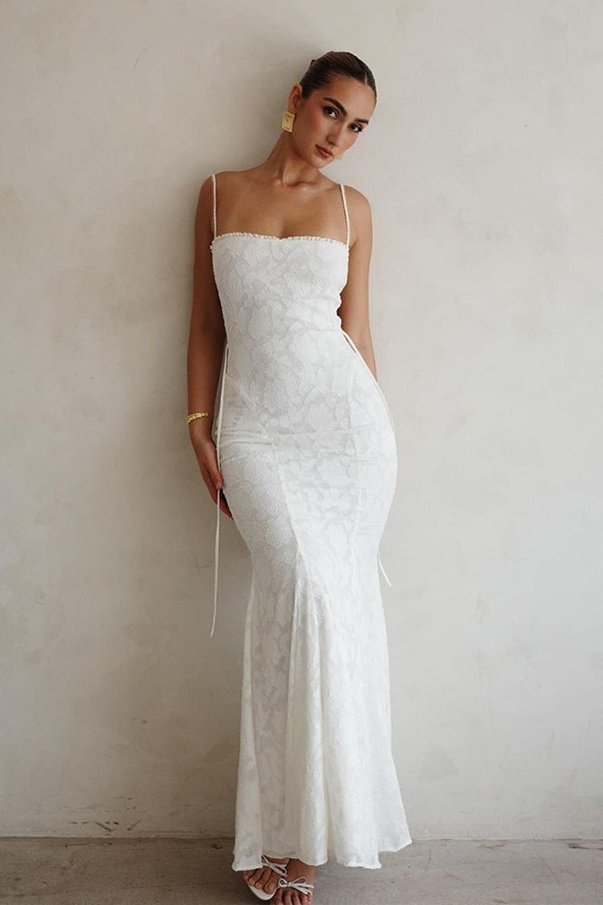 Lace Square Neck Spaghetti Strap Mermaid Gown