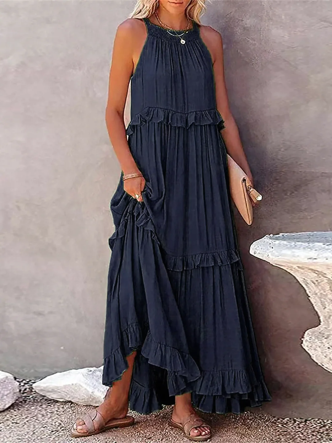 Megan | Chic Ruffle Maxi Dress