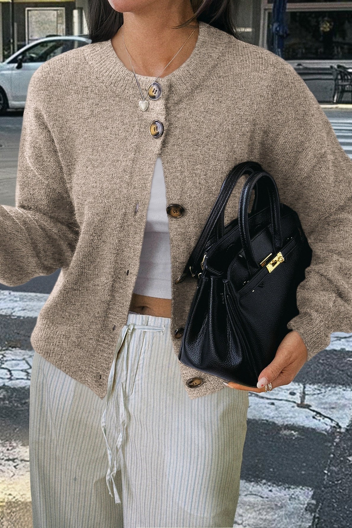 Casual Minimalist Button Front Long Sleeve Coat