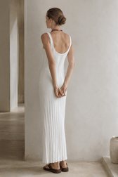 Knit Square Neck Pleated Slip Dress