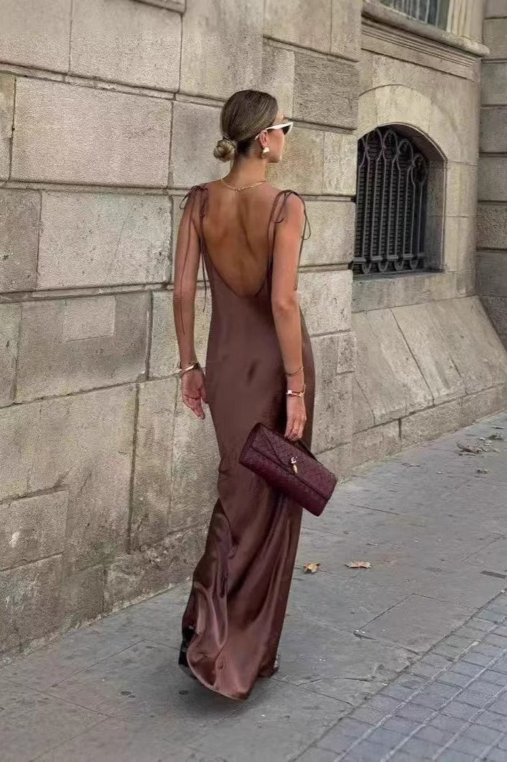 Satin Cami Backless Silk Dress 4