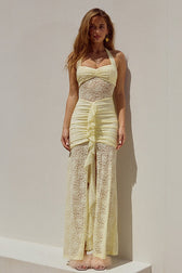 Halter Backless Sleeveless Bodycon Lace Dress