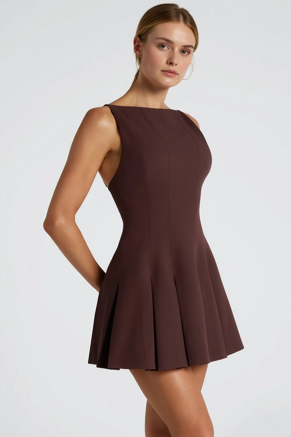 Pleated Sleeveless Slim Elegant Work Dress