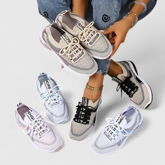Mesh Knit Lace Up Chunky Sole Sneakers