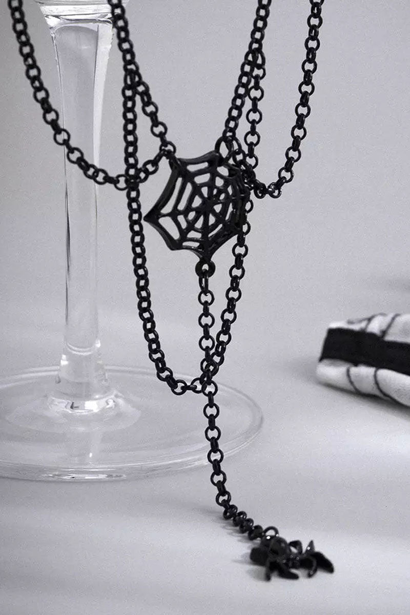Halloween Spider Web Hollow Out Pendant Necklace