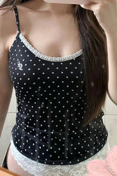 Balletcore Layered Lace Trim Cami Top