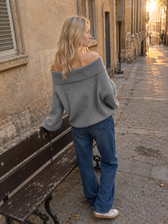 Off Shoulder Knit Pullover Sweater