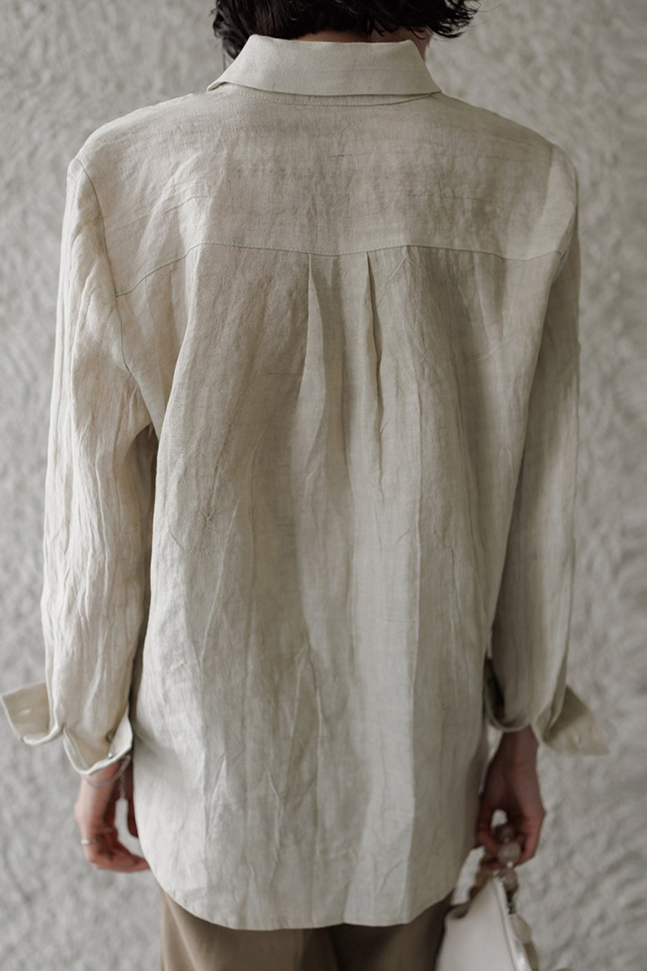 Crinkle Texture Collared Long Sleeve Twin Pocket Button Front Shirt 5