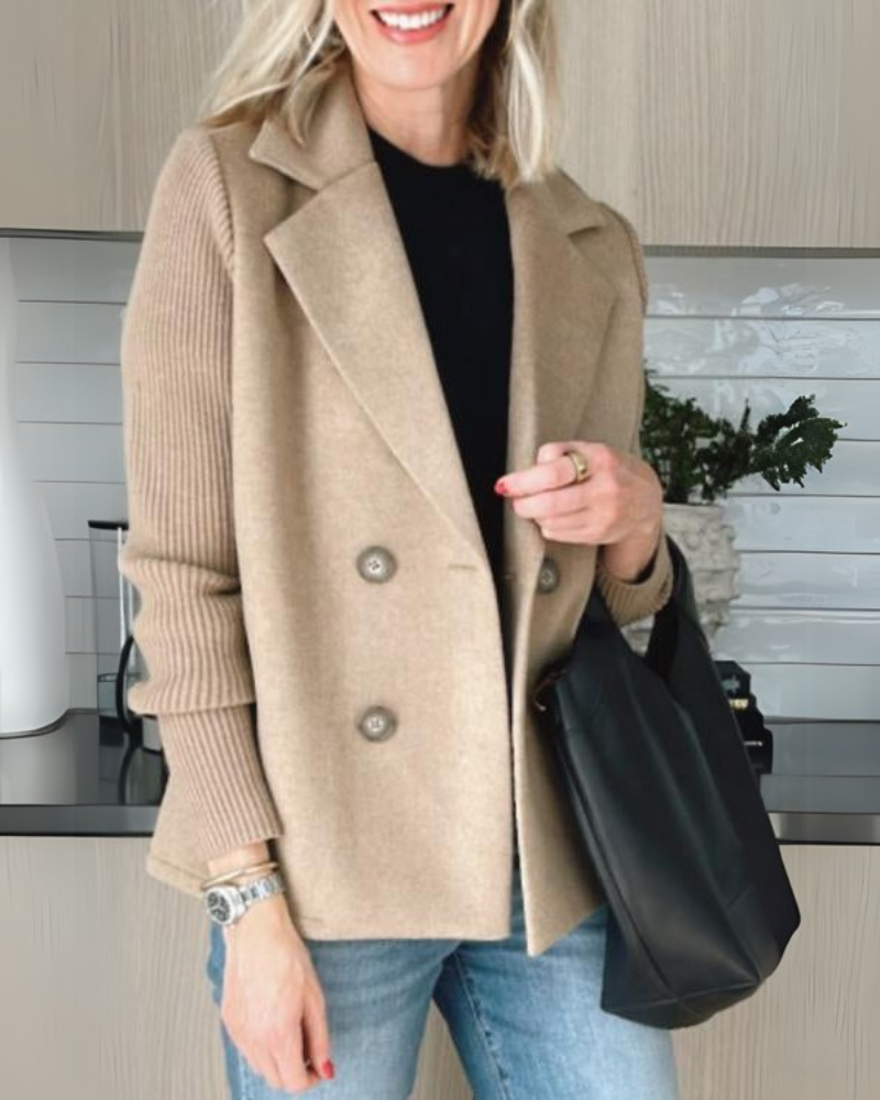 Ribbed Sleeve Drop Shoulder Knit Top