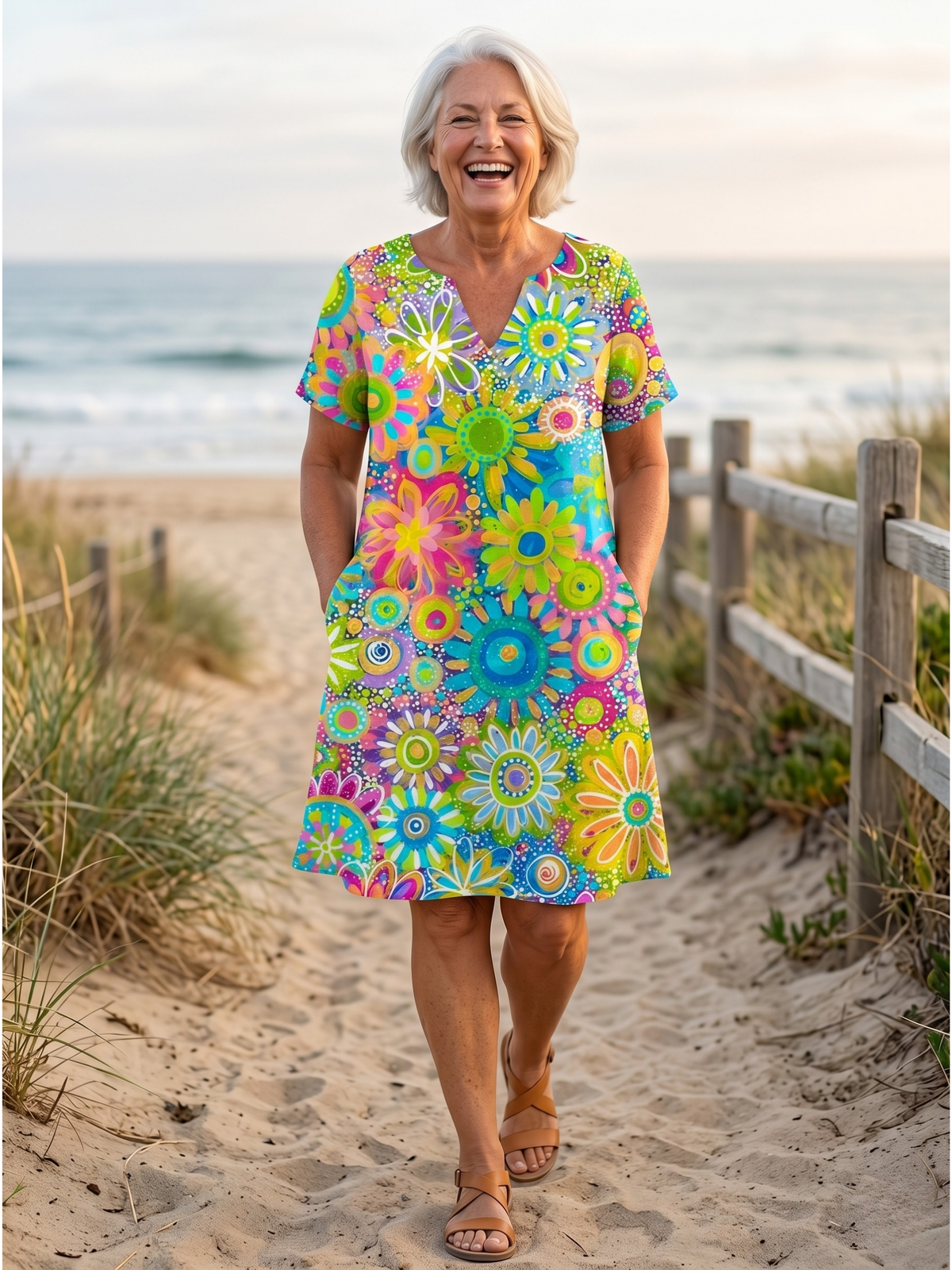 NIRA™ - VIBRANT FLORAL MIDI DRESS