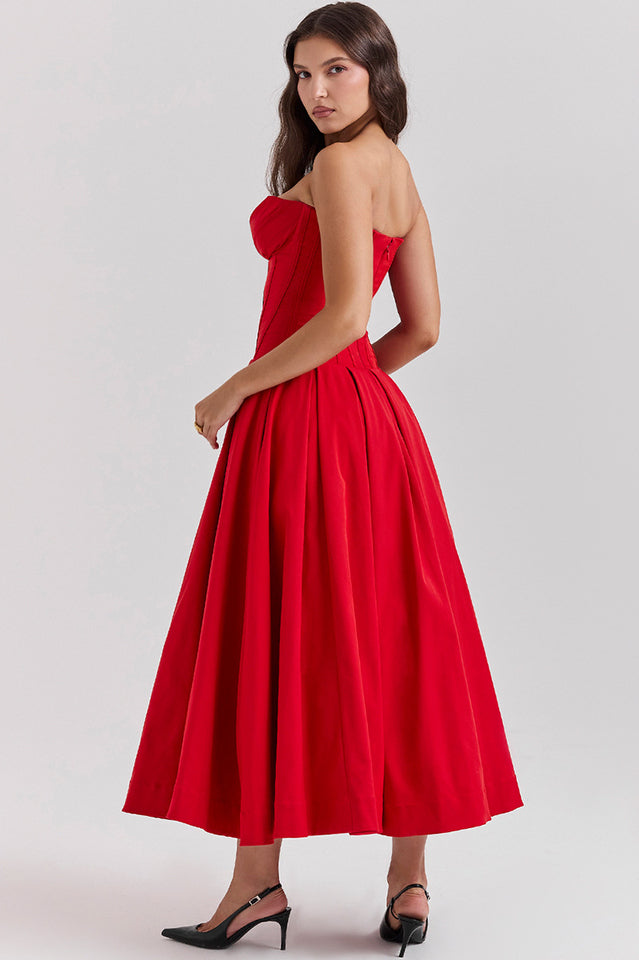 Black Lady Strapless Midi Dress