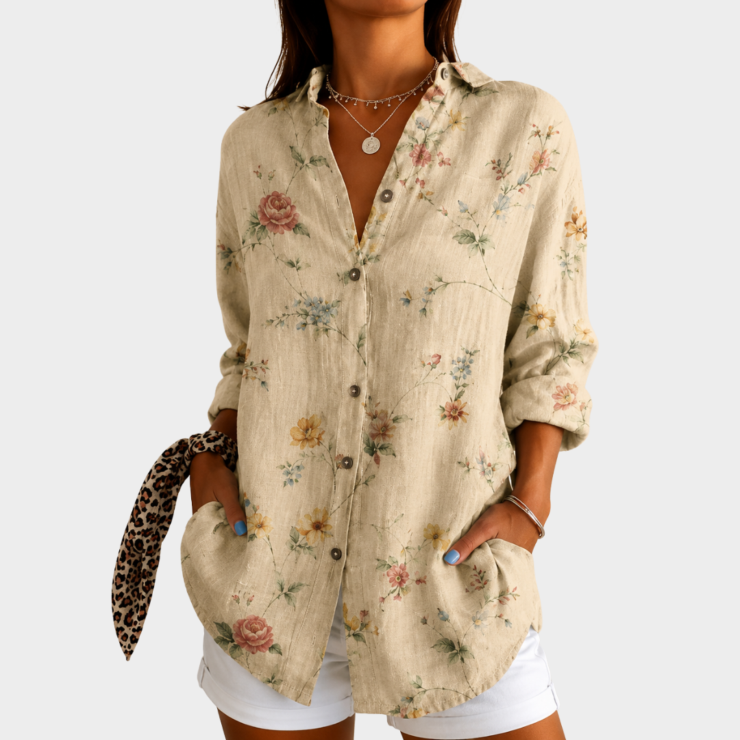 Floral Print Long Sleeve Button Front Shirt