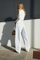 High-Waist Vintage Washed Wide-Leg Denim Jeans