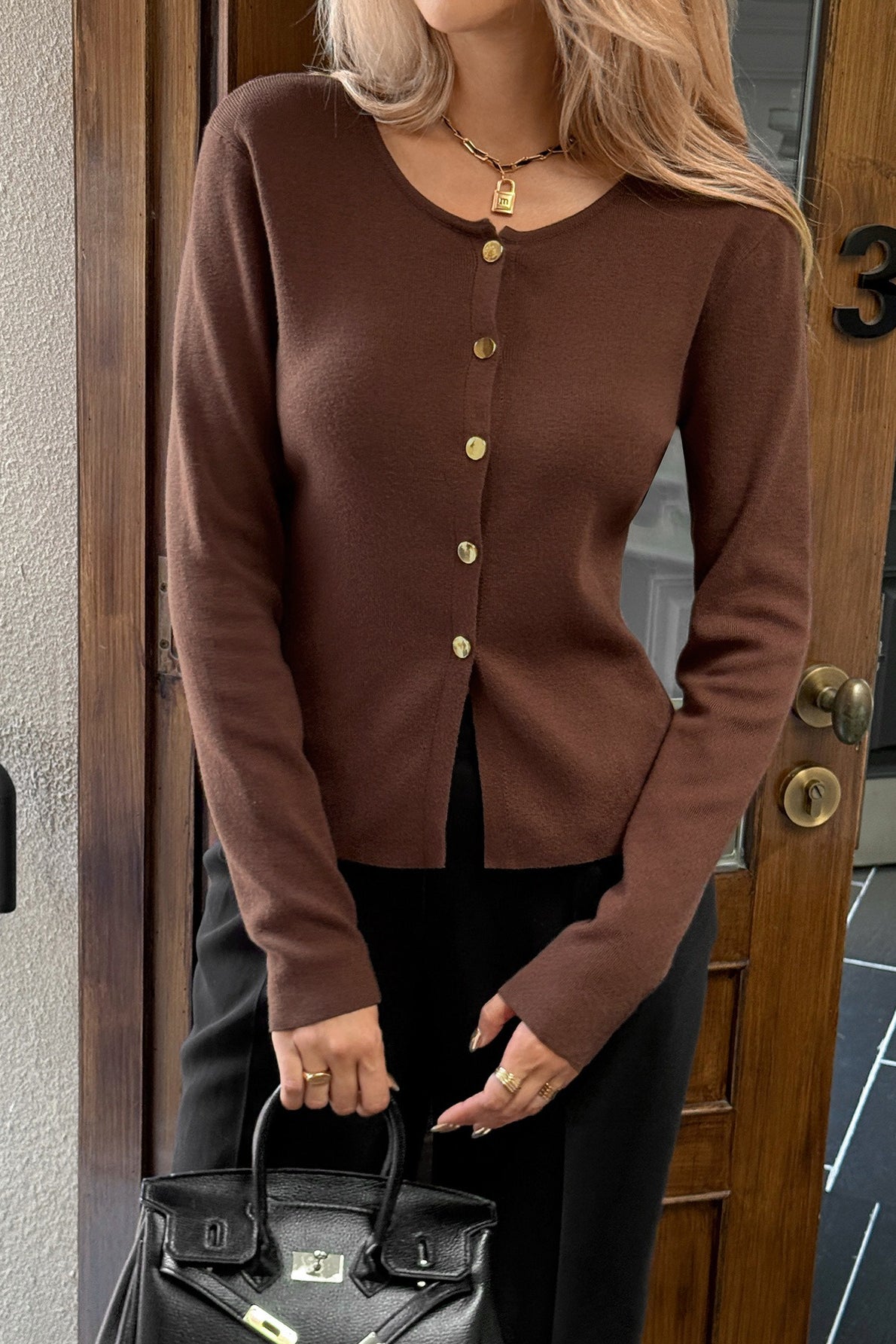 Casual Knit Button Front Sweater