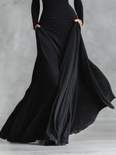 Boat Neck Long Sleeve Ruched Maxi Gown 5