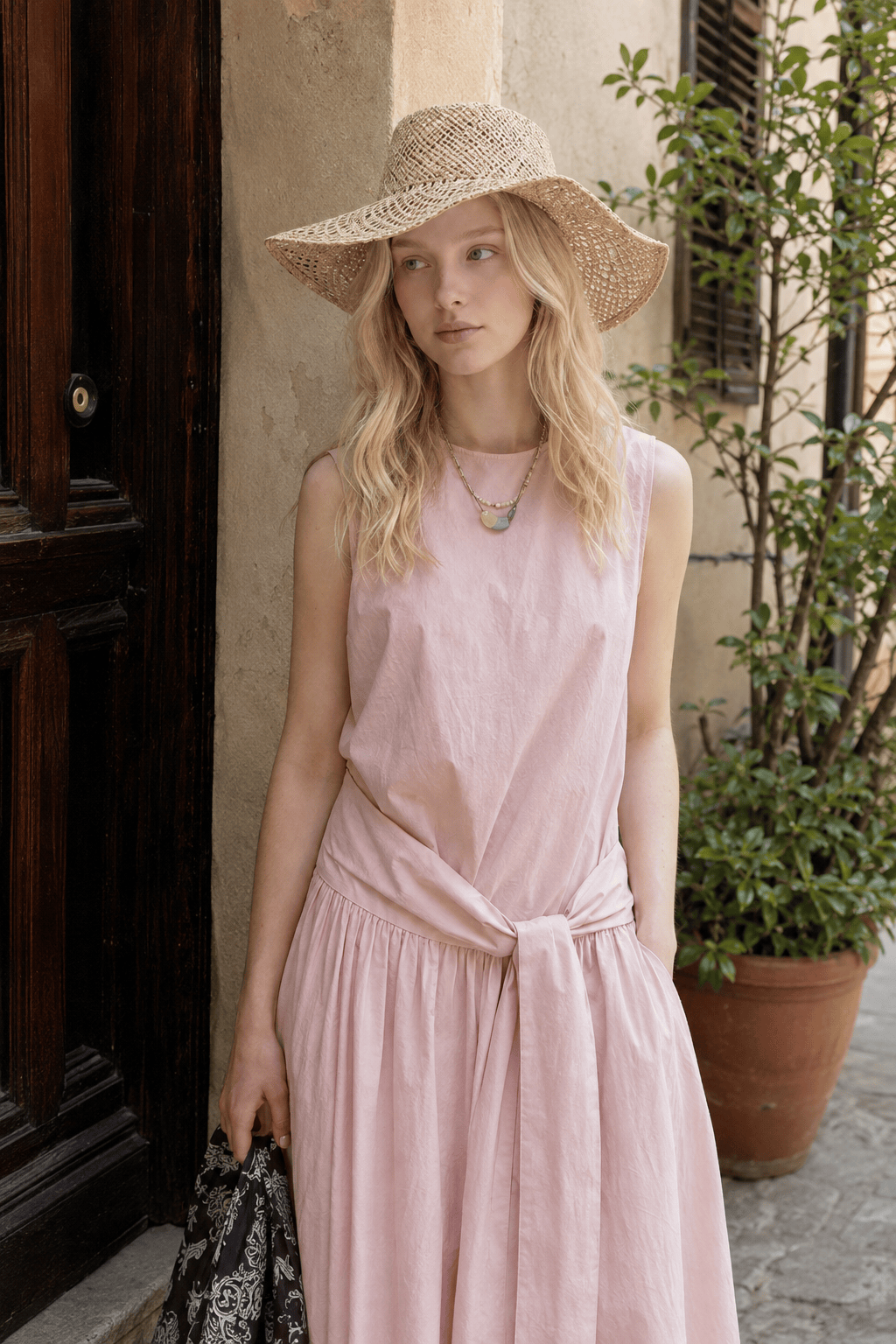 Pleated Tie Strap Lightweight Boho Dress