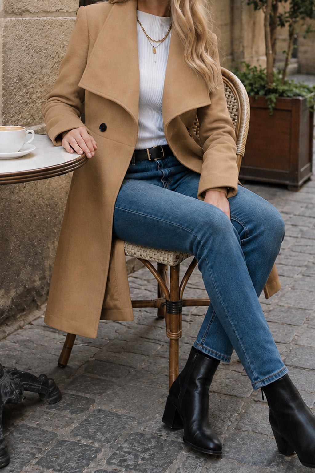 Wide Lapel Collar Fit and Flare Wool-Look Longline Coat 5