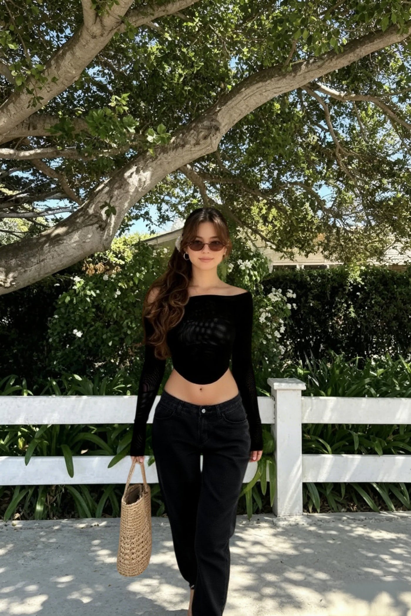 Solid Off Shoulder Sheer Mesh Crop Top