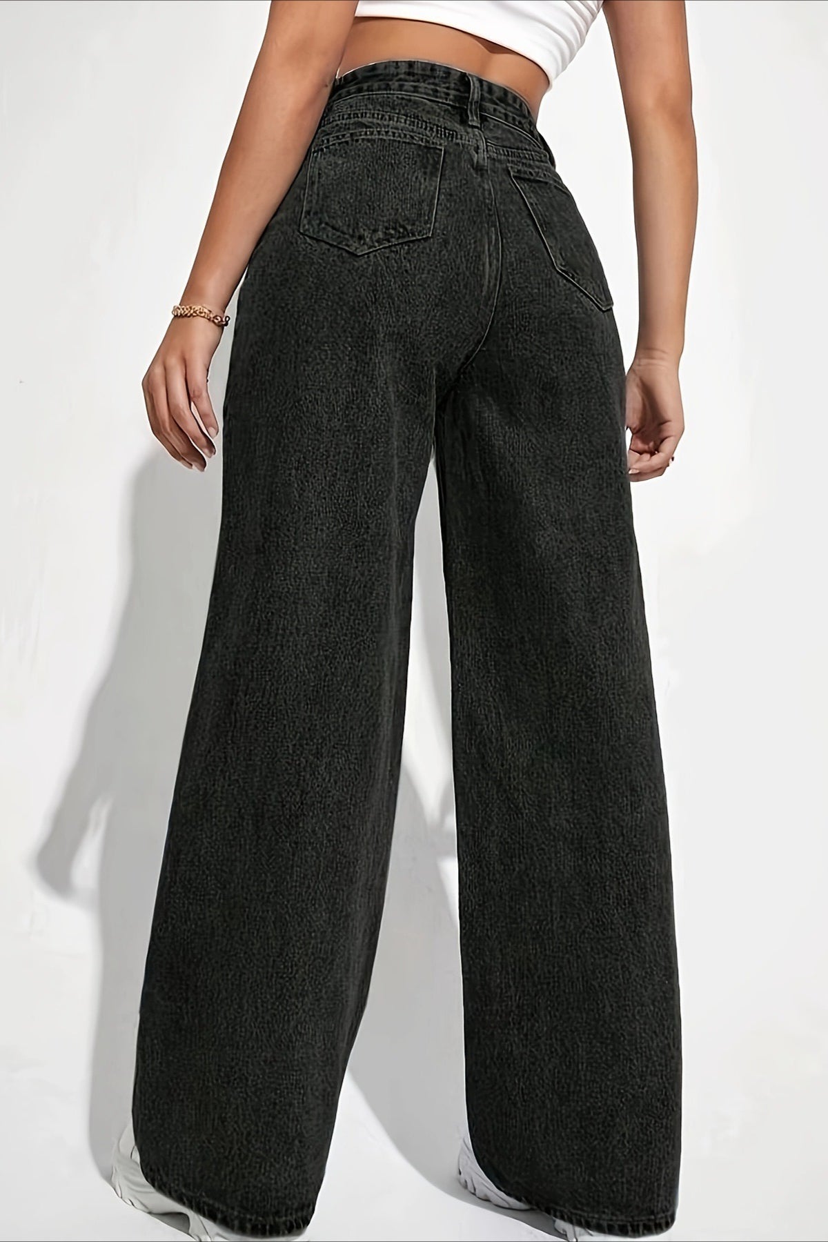 High-Waist Straight-Leg Denim Jeans