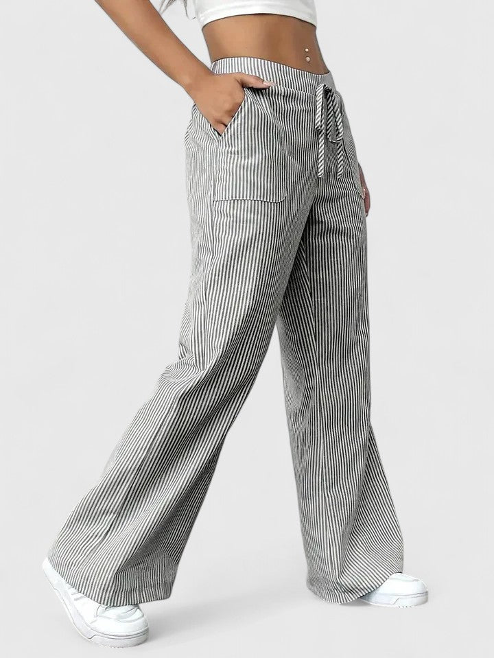 High Waist Striped Wide Leg Pants