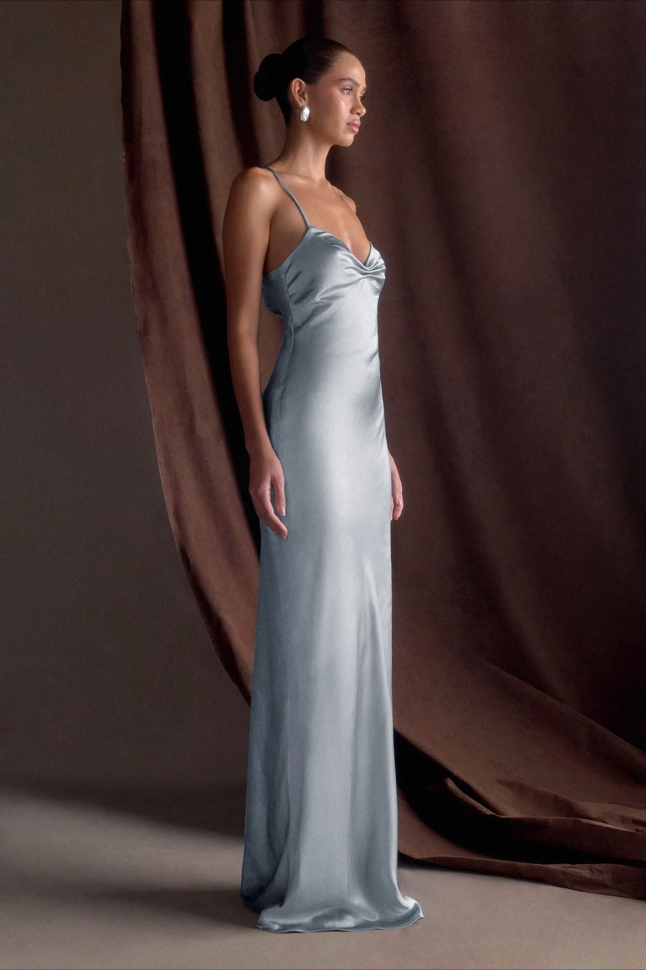 Draped Maxi Silk Dress