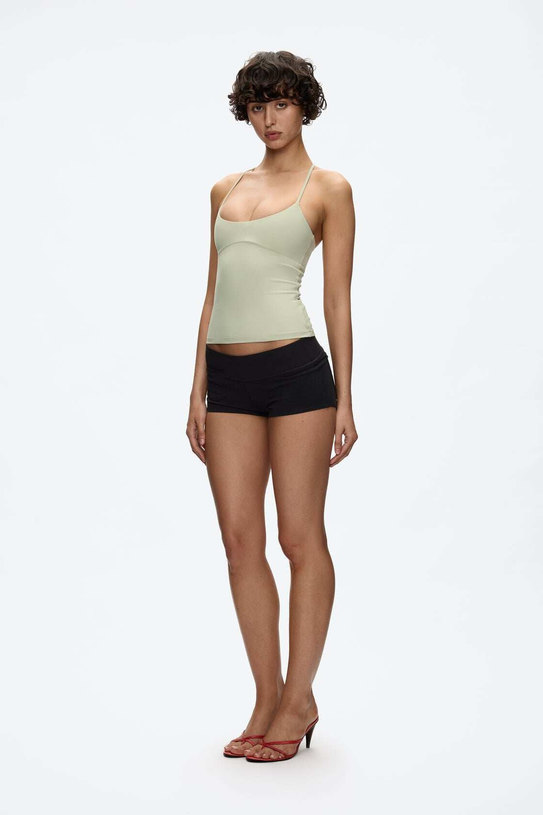 Silver-Tone Strap Slim Fit Cami Top