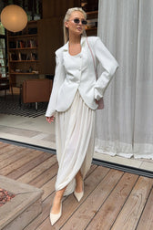 Draped Asymmetric Hem Tulip Skirt