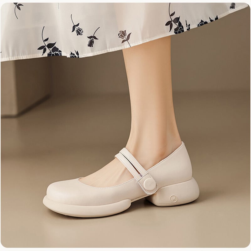 Shaguille Round Toe Block Heels Mary Jane Shoes