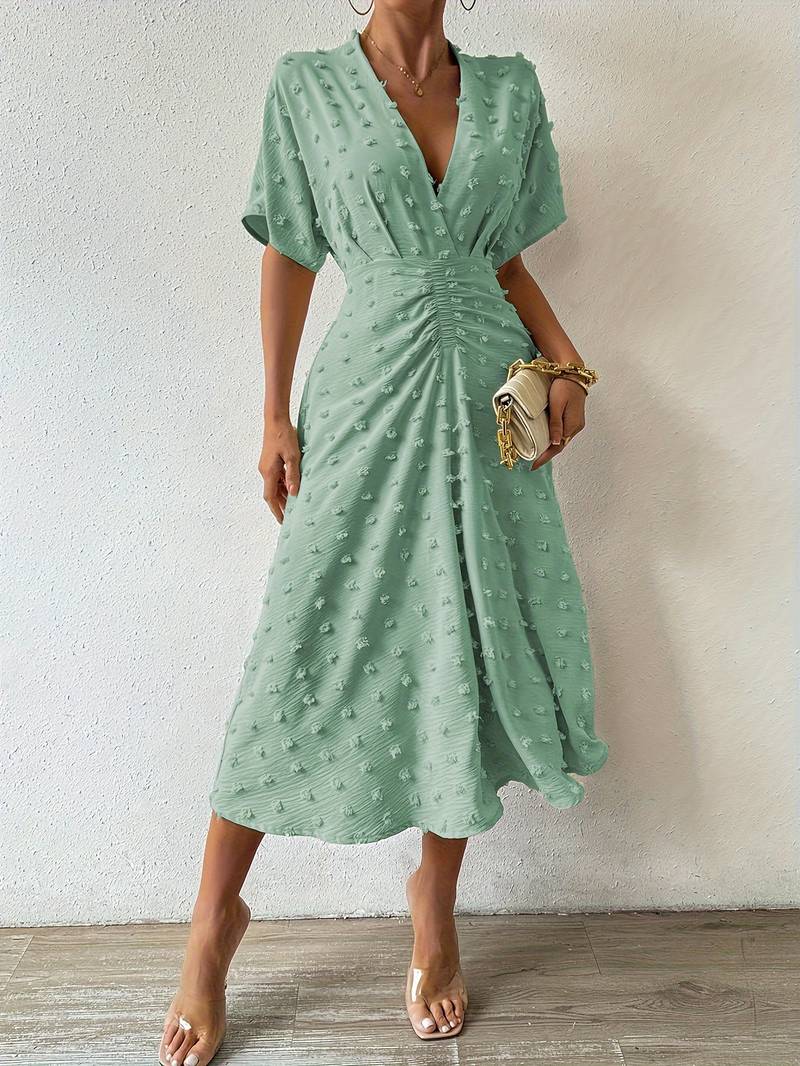 Heather Effortless Swiss Dot Ruffle Dress Designer Edit