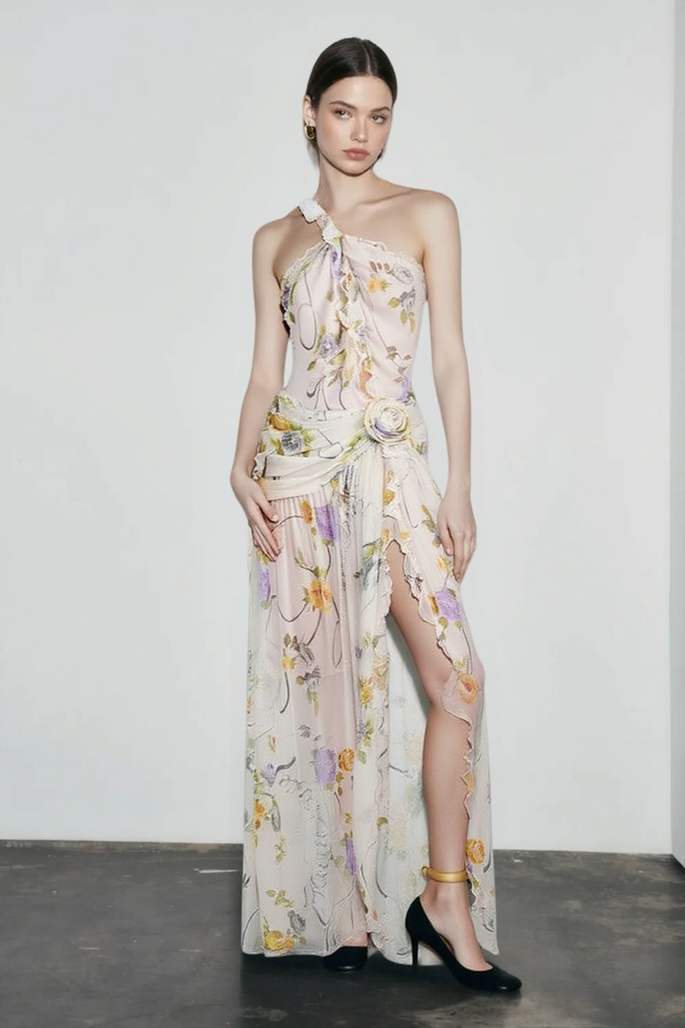 Backless Halter-Neck Floral Dress
